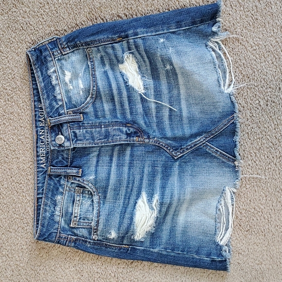 American Eagle Outfitters Dresses & Skirts - American Eagle Outfitters Blue Denim mini skirt size 2 distressed Frayed